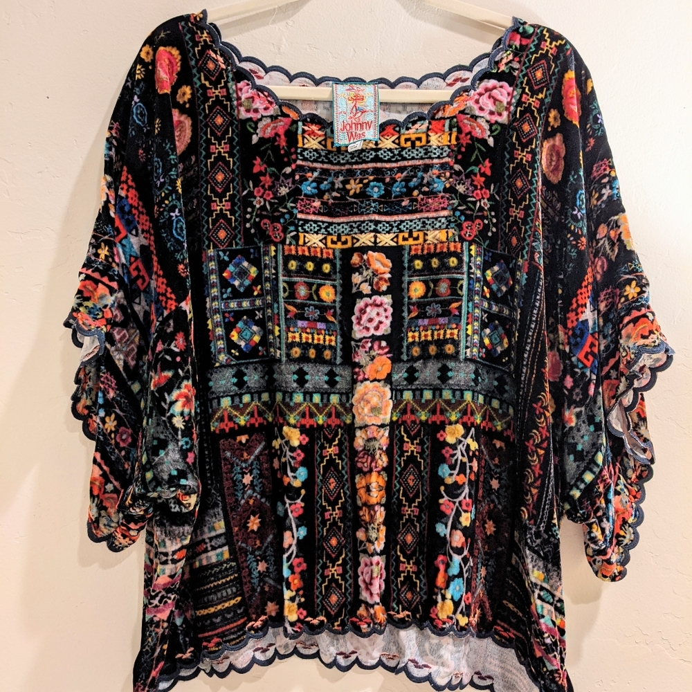 Women's XL Velvet Loose Flowy Blouse Top